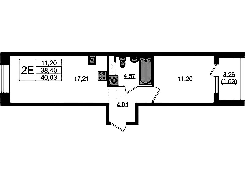 1-комнатная квартира 40.03 м², 5/5 эт., ЖК «Plus Пулковский»